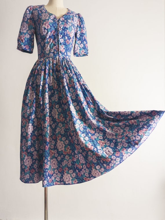 1980s Laura Ashley dress in rich muted floral chi… - image 8
