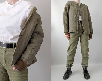 1960s military quilted jacket cotton padded utility chore jacket vintage xs/s