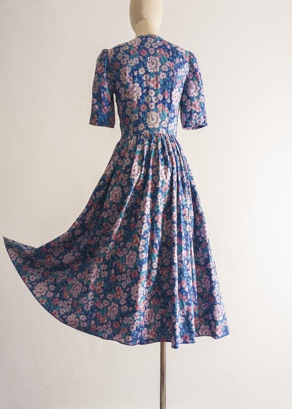 1980s Laura Ashley dress in rich muted floral chi… - image 9