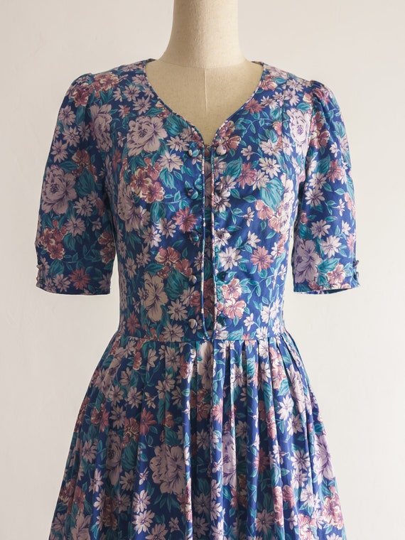 1980s Laura Ashley dress in rich muted floral chi… - image 3