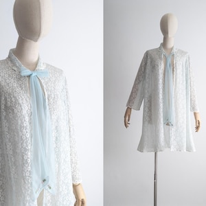60s daisy layered babydoll peignoir dress - carolina blue/cloudwhite - xxs/xs/s/m