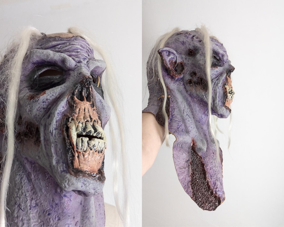 Vintage Full Head Latex Horror Mask Purple Zombie Monster Mexico