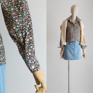 1970s Cacharel Paris France blouse shirt done in Liberty of London Tana Lawn cotton, long sleeves, shirt collar | extra small 1970's blouses
