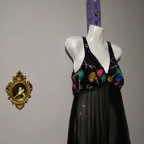 black sheer nylon full slip vintage used|rn 12962|