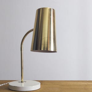 mid century desk table lamp - golden/white - 1970s east german desk lamp – veb leuchtenbau lengefeld - stamped with a date