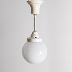mid century glass globe ceiling fixture - globe lamp - glass pendant light - globe lighting - ceiling light - 6in white glass globe