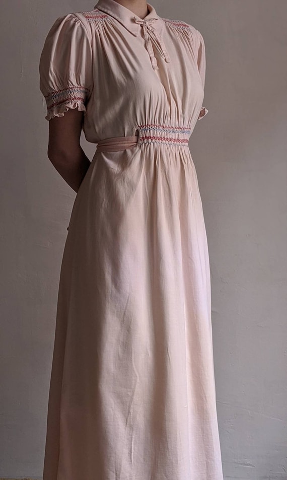 antique dusty pink pioneer cotton dress - image 10