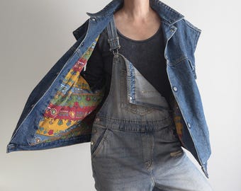 vintage 80s denim padded trucker vest xxl/ oversized