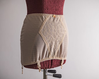 vintage 1960s girdle flesh garter belt, 60s lingerie, retro suspender belt, vintage underwear boudoir lingerie