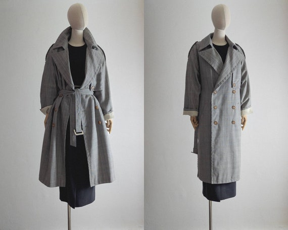 Glen plaid trench coat deals