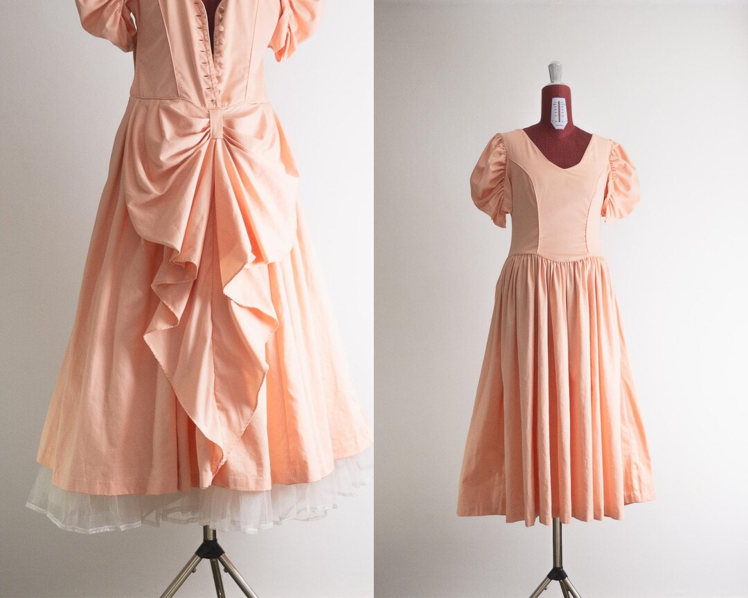 vintage 1980s bridesmaid dress laura ashley 80s Maid of honor gown - blush peach pink - s/m vintage 1980s bridesmaid dress laura ashley 80s Maid of honor gown - blush peach pink - s/m