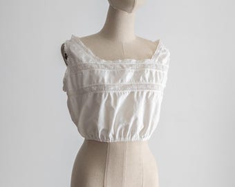 antique edwardian corset cover cloudwhite, back button up