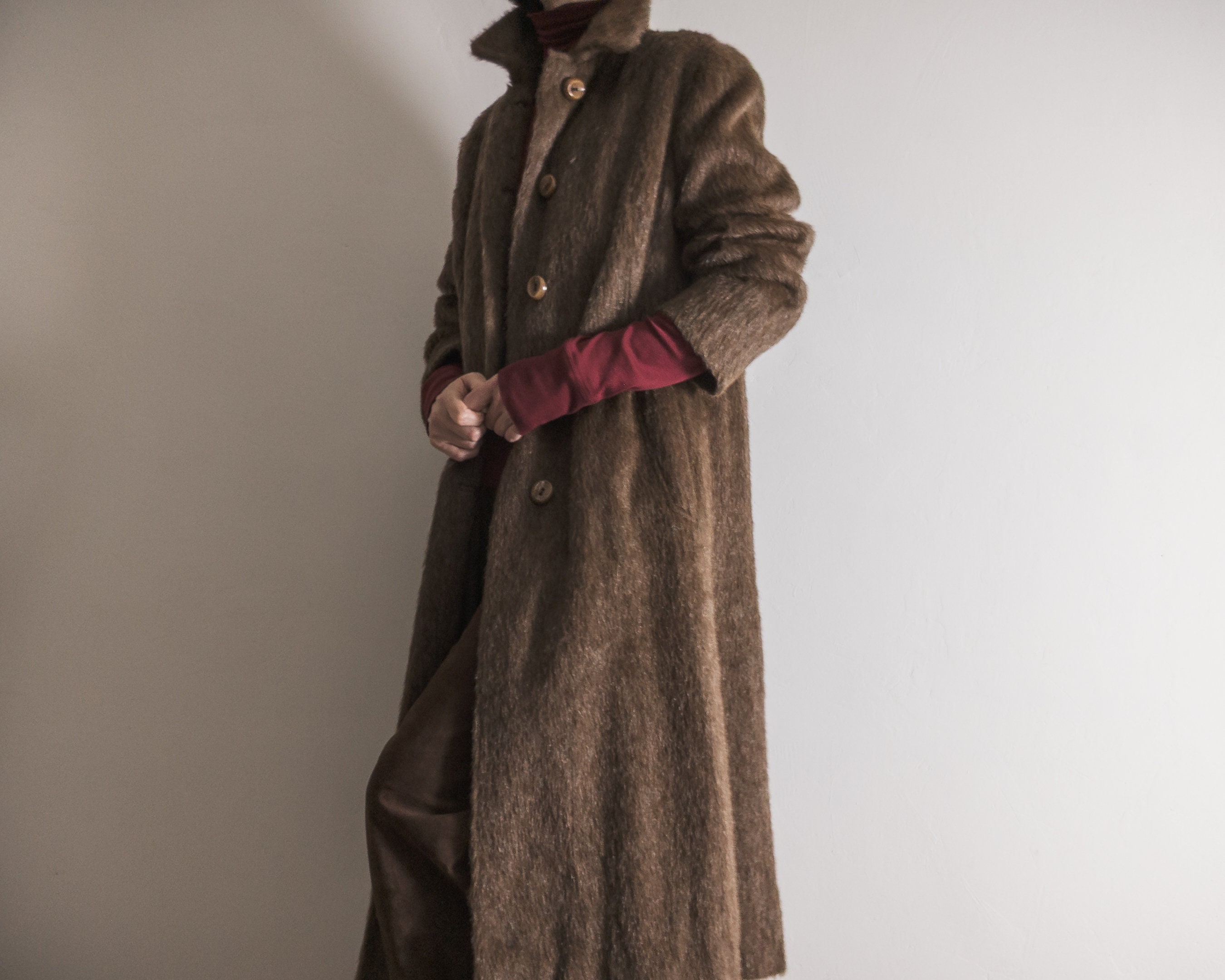 Llama Hair Wool Coat Vintage 80s German Lightweight Long Hair Fur