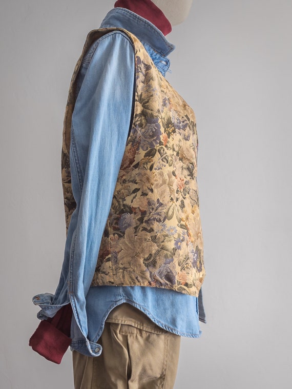 Floral Tapestry Waistcoat Vest 1990s Orvis Vintage Women's