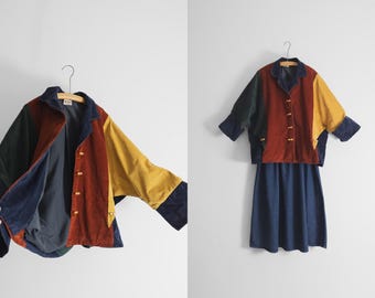 fall colorblock slouchy corduroy jacket