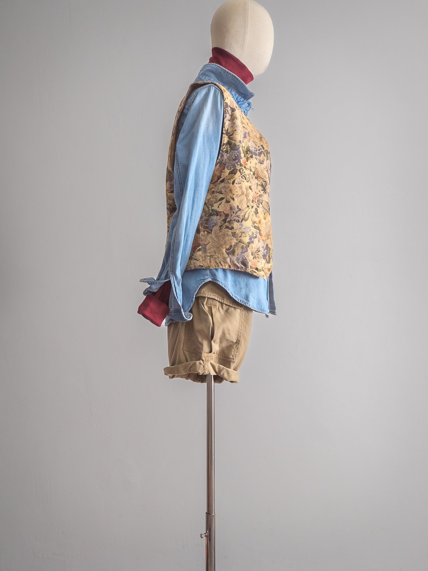 Floral Tapestry Waistcoat Vest 1990s Orvis Vintage Women's