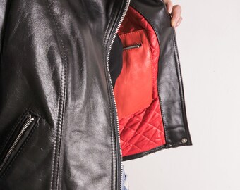 1970's Manx Leathers Logo Biker Jacket Vintage Black Blue