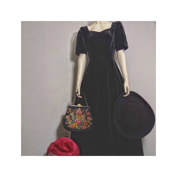 used laura ashley black velvet dress vintage|women