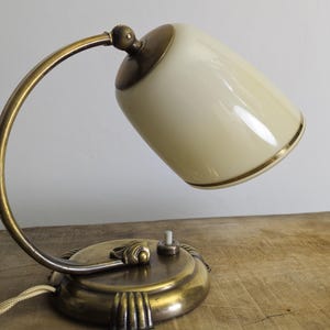 art deco brass lamp wall/table/desk lamp with glass shade, 1930s