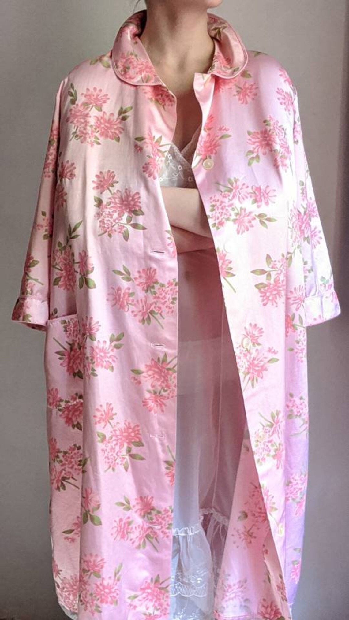 Romantic floral satin duster robe dress. bloom floral swing Etsy