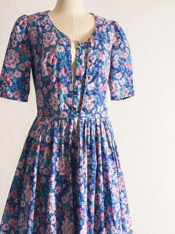 1980s Laura Ashley dress in rich muted floral chi… - image 4