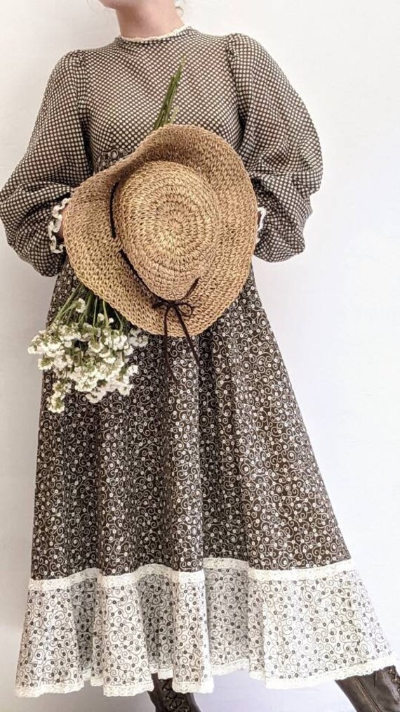 rare romantic vintage 70s gina fratini dress with