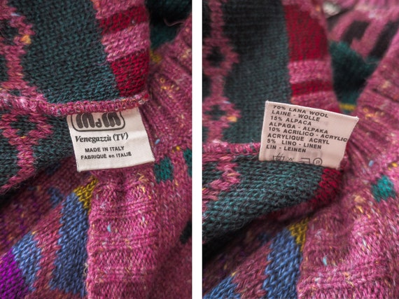 Italian aztec llama intarsia knit cardigan sweate… - image 10
