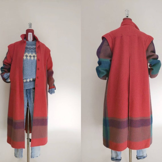 vintage anne jo norway plaid coat • plaid color bl