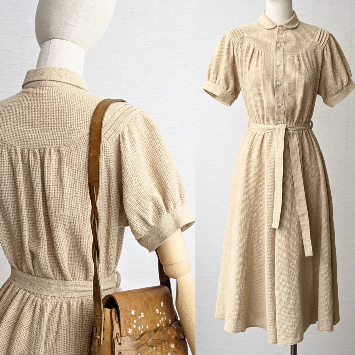 Women's unusual soft burlap dress in tan beige brown Etsy