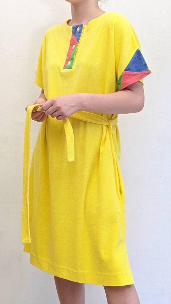 1980s vintage colorblock terrycloth dress. colorfu