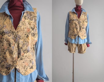 floral tapestry waistcoat vest 1990s Orvis vintage  women's clothing