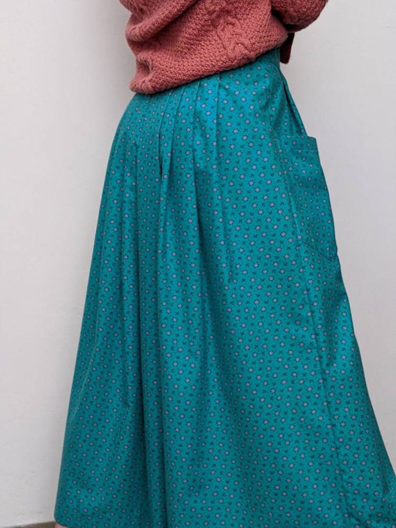 cotton flannel m vintage romantic dirndl skirt button front ditsy floral skirt ethnic austrian dirndl skirt loose comfortable cotton skirt