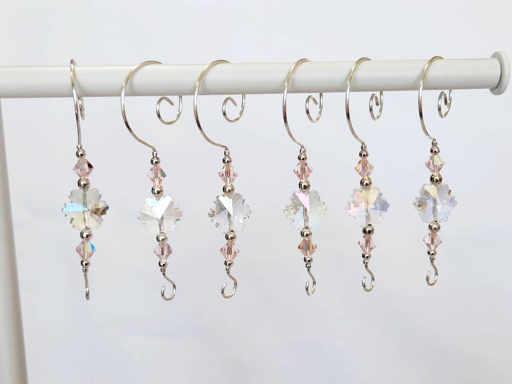 Ornament Hangers Snowflake Irredescent Ornament Hooks Set of 6 Christmas Ornament Hooks Ornament