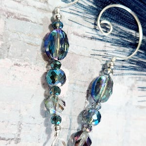 Iridescent Crystal Ornament Hooks: Handmade Silver Wire Hangers, Set of 6