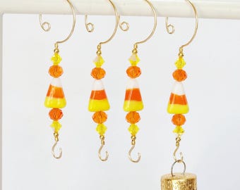 Halloween-Ornamentaufhänger – Glashaken in Maisform – 6er-Set