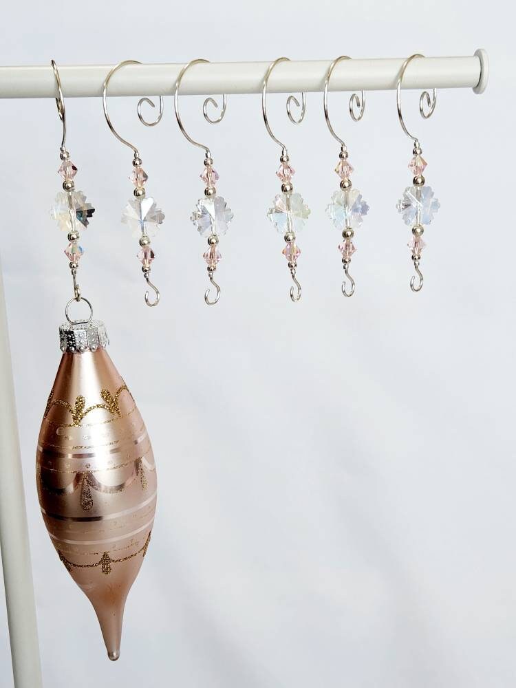 Ornament Hangers Snowflake Irredescent Ornament Hooks Set of 6 Christmas Ornament Hooks Ornament