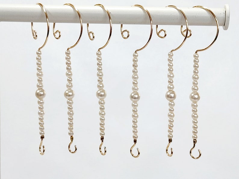 Ornament Hangers Pearl Beaded Ornament Hooks Set of 6 Christmas