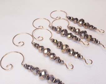 Perchas para adornos - Ganchos para adornos dorados - Juego de 6 perchas para adornos navideños