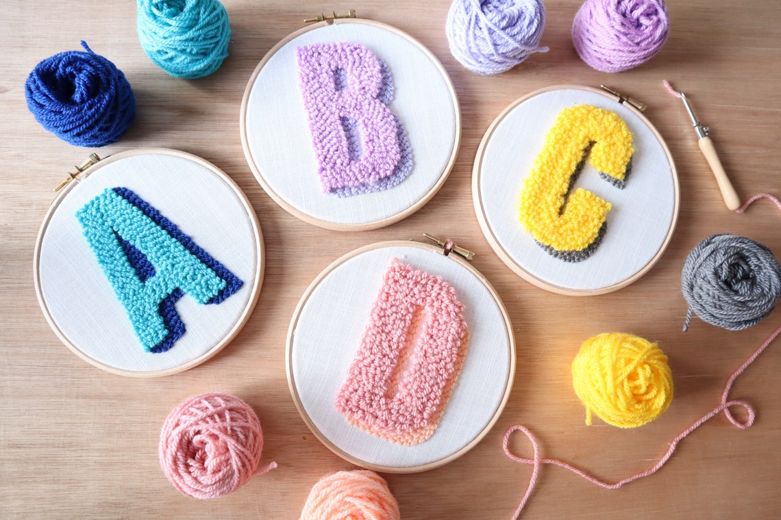 Beginner Alphabet Punch Needle Embroidery Kit Etsy