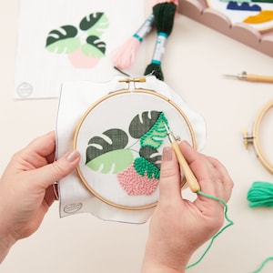Anfänger Monstera Punch Needle Stickpackung