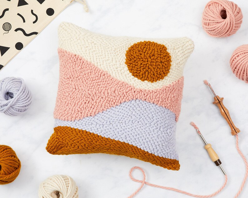 British Wool Sunset Punch Needle Cushion Kit image 1