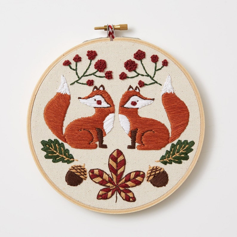 Beginner Twin Fox Embroidery Kit Etsy