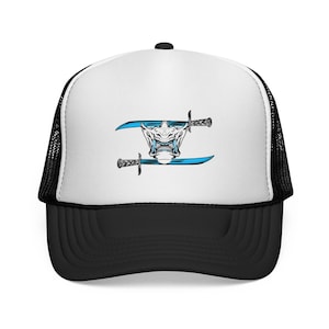 Cyberpunk Samurai Mesh Cap | Anime Streetwear Hat | Katana and Mask Cap | Futuristic Warrior Headwear | Japanese Street Style Gift