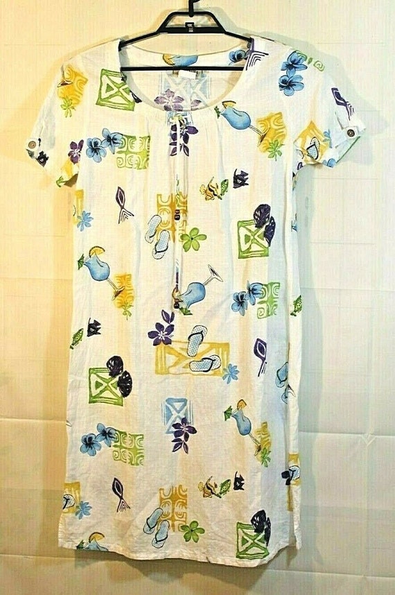 Vtg Orchadia Casuals Womens Hawaiian White Linen D