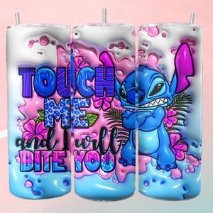 Cartoon Tumbler PNG, Stitch Tumbler PNG, Stitch Tumbler Wraps, 20oz Skinny Sublimation, Puffy Stitch Design Sublimation