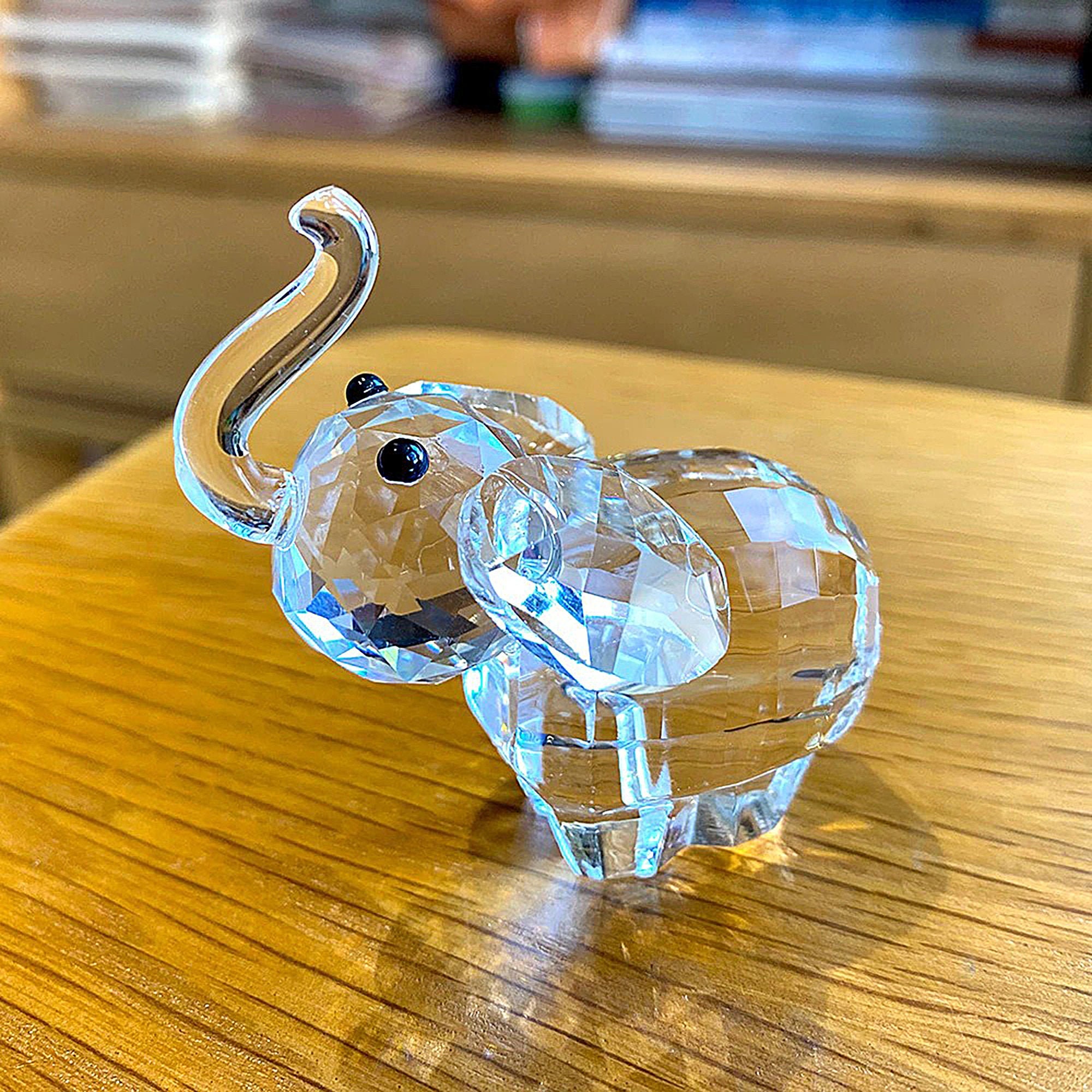 Clear Crystal Cute Elephant Figurines Glass Animal Paperweight Etsy
