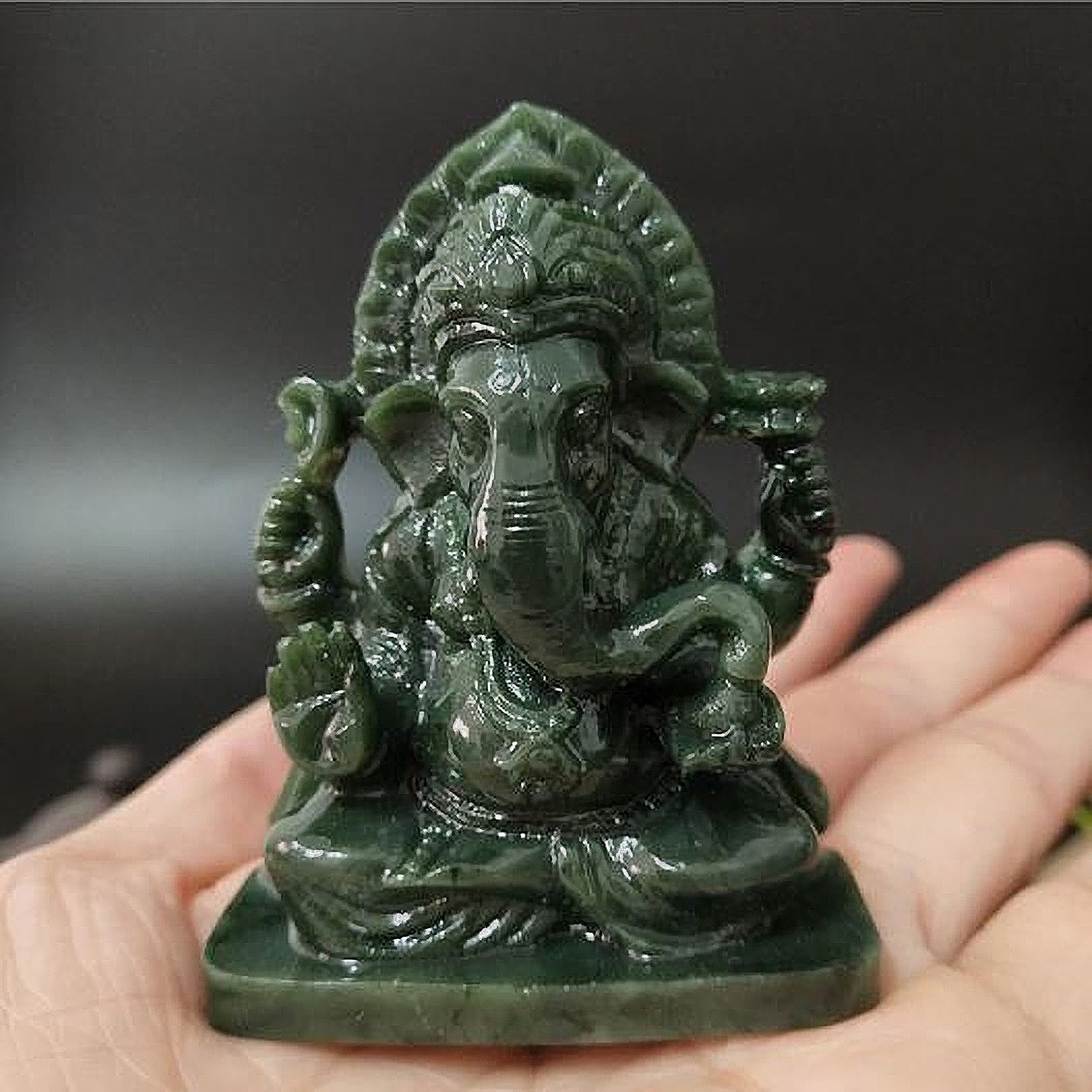 3 inch Hand made jade statues charm rare Lord Ganesha Good Etsy