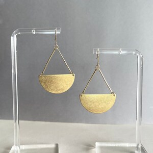 Semicircle brass earrings, statement earrings, geometric earrings, half moon earring, crescent earring, boho earrings, gold earrings