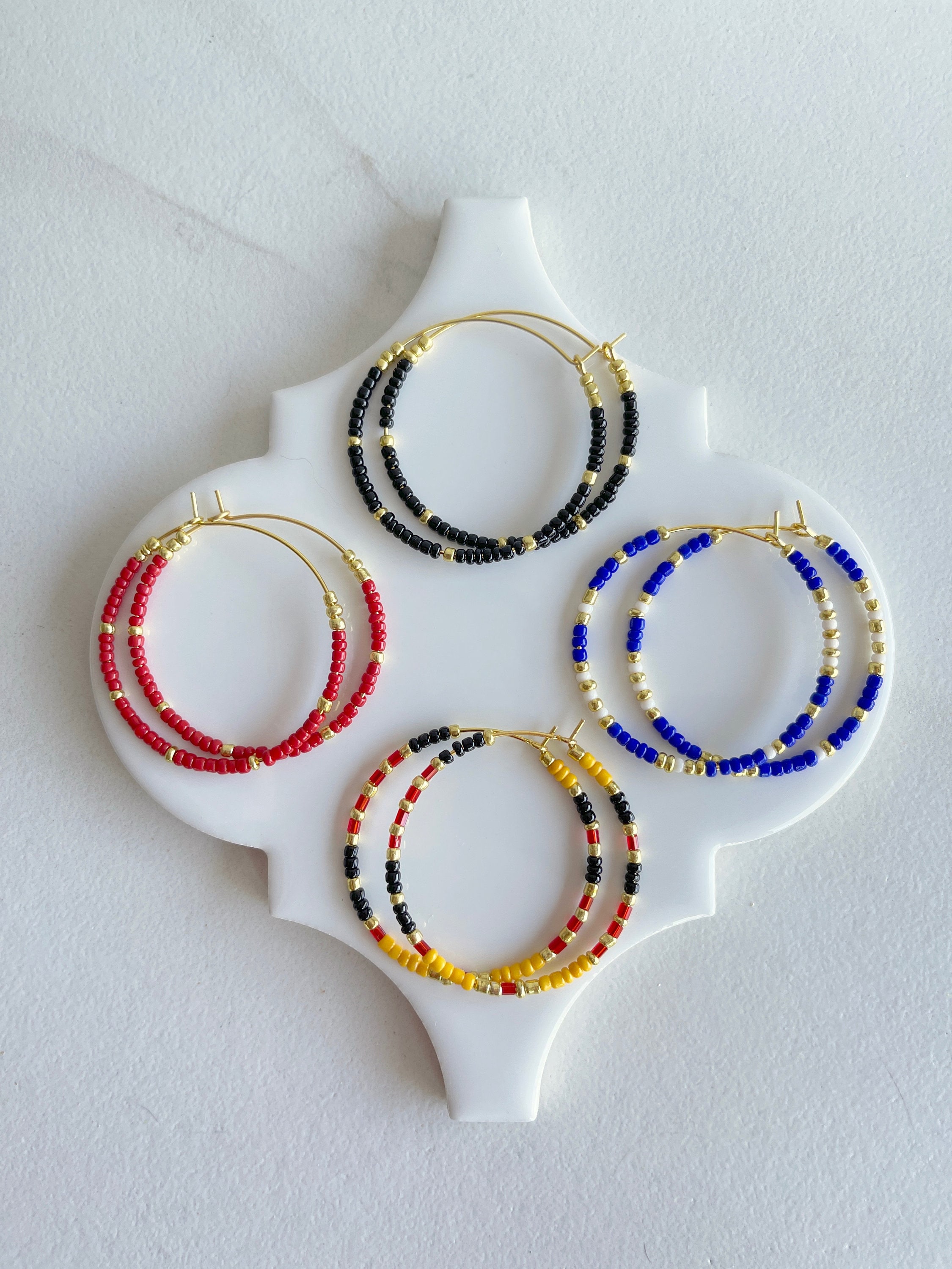 Seed Bead Hoops Colorful Bead Hoop Earrings Beaded Hoops Etsy