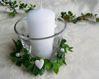Tischdeko Kommunion Konfirmation Hochzeit Taufe 2er Set Kerzenring m Votivglas 